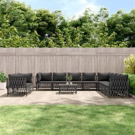 11 Piece Patio Lounge Set with Cushions Anthracite Steel