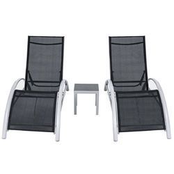 3 pcs Outdoor Patio Pool Lounger Set