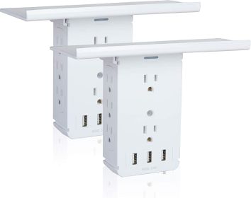 Bosonshop Wall Outlet Extender-2 Pack Surge Protector Multifunctional Outlet Wall Plug with 3 USB Ports(3.4A Total), 8 AC Outlets