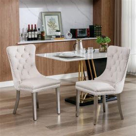 Collection Modern, High-end Tufted Solid Wood Contemporary Velvet Upholstered Dining Chair with Chrome Stainless Steel Plating Legs,Nailhead Trim