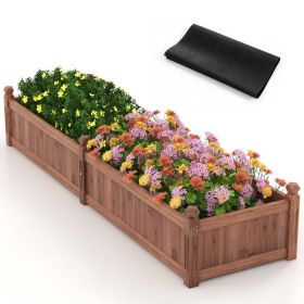 91 x 24 x 16 Inch Divisible Planter Box with Corner Drainage and Non-woven Liner for Growing Vegetables