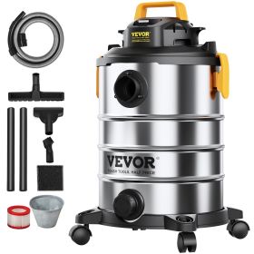 VEVOR Stainless Steel Wet Dry Shop Vacuum, 8 Gallon 6 Peak HP Wet/Dry Vac, Powerful Suction with Blower Function w/ Attachment 2-in-1 Crevice Noz