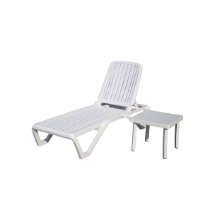 Outdoor Chaise Lounge, Pool Lounge Chair Plastic Adjustable Recliner in-Pool Lounger Tanning Lounge Chair with Table for in-Pool, Beach, Poolside