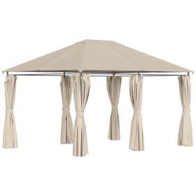 Outsunny 10' x 13' Outdoor Patio Gazebo Canopy Shelter with 6 Removable Sidewalls, & Steel Frame for Garden, Lawn, Backyard and Deck, Khaki