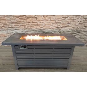 Steel Propane/Natural Gas Outdoor Fire Pit Table with Lid (gray)