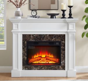 Electric Fireplace with Mantel, Fireplace Mantel, Fireplace Heater Freestanding, Realistic Stacked Stone Surround with Remote Control Timer LED F