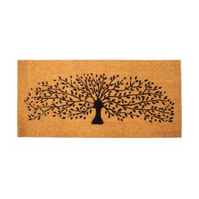 Extra Large Floor Mat for Patio Tree Print Beige 47x22 inch Decor Coco Coir Mats with PVC Backing Non Slip Mat for Farmhouse and Home Decor Rusti