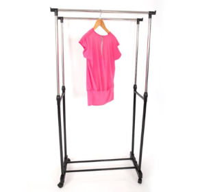 Black Sole Pole Double Pole Up And Down Telescopic Belt Shoe Rack Drying Rack (Option: Black Silver)