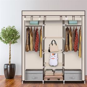 Non Woven Wardrobe With 5 Layers And 9 Compartments (Color: Beige)