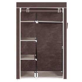 16 Tube Non-woven Fabric Wardrobe With 4 Layers And 6 Compartments (Option: Dark Brown)