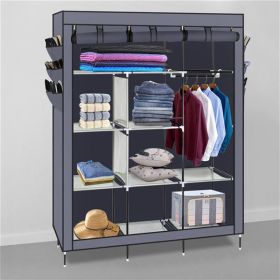 High Legged No Canvas And Side Fabric Wardrobe Gray (Option: Gray)