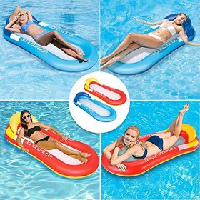 BLUEGALA Swimming Pool Floating Hammock;  Inflatable Floating Raft;  Summer Swimming Pool Inflation Floating Bed Float Pool Lounge Floating Chair (Color: blue+red)