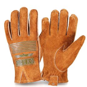 Man Work Gloves Stretchable Tough Grip Leather for Utility Construction Wood Cutting Cowhide Gardening Hunting Gloves 2010 (Color: Coffee-Logo, size: XL)