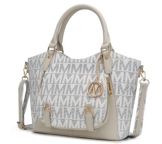 MKF Collection Fula Signature Satchel Bag by Mia k (Color: White, Material: Polycarbonate)