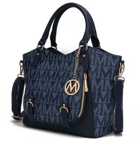 MKF Collection Fula Signature Satchel Bag by Mia k (Color: Navy, Material: Polycarbonate)