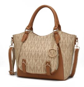 MKF Collection Fula Signature Satchel Bag by Mia k (Color: Beige, Material: Polycarbonate)