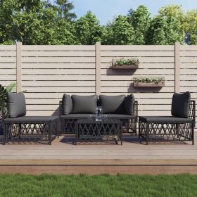 5 Piece Patio Lounge Set with Cushions Anthracite Steel (Color: Anthracite)