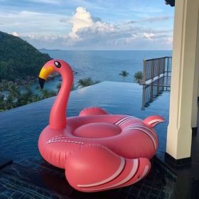 Giant inflatable flamingo swimming pool floating, swimming pool floating lounge floating raft adult children's party decorative toys (default: default)