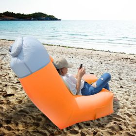 Inflatable Lounger Air Sofa Chair Couch with Portable Organizing Bag Waterproof Anti Leaking for Backyard Lakeside Beach Traveling Camping Picnic (Color: Orange)