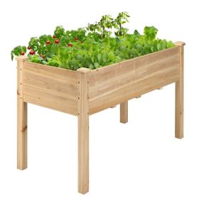 Wooden Raised Vegetable Garden Bed Elevated Grow Vegetable Planter (Color: natural)