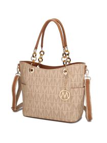 MKF Collection Kissaten Milan M Signature Tote Handbag by Mia k (Color: Beige, Material: Polycarbonate)