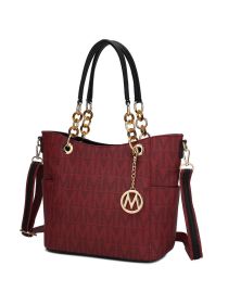 MKF Collection Kissaten Milan M Signature Tote Handbag by Mia k (Color: Burgundy, Material: Polycarbonate)