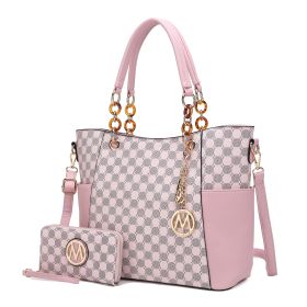 MKF Collection Merlina 2 PCS Women Tote Handbag with Wallet by Mia k (Color: Pink, Material: Vegan Leather)