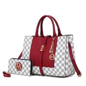 MKF Collection Yuliana Circular Print Satchel Bag with Wallet by Mia K (Color: Red, Material: Vegan Leather)