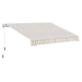 Outsunny 12' x 10' Retractable Awning Patio Awnings Sun Shade Shelter with Manual Crank Handle (Color: as Pic)