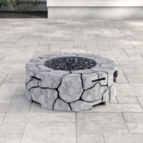 9'' H x 28'' W Fiber Reinforced Concrete Outdoor Fire pit (Color: White Stone)