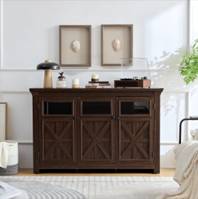 3 Doors Cabinet Large Buffet Sideboard Cabinet (Color: Espresso, Material: MDF)