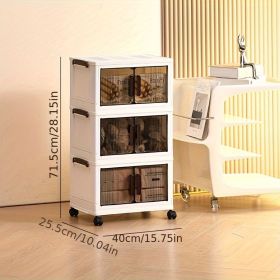 1pc multi-layer foldable open storage cabinet for home living room high-looking storage box dormitory wheeled multi-layer book snack storage lock (size: 3rd floor)