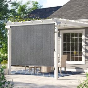 Outdoor cordless patio sunshade splice curtain rolled up porch pavilion Mocha (Color: Gray, size: 6 ft x 8ft)