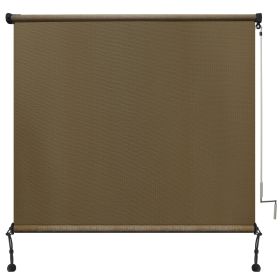 Outdoor cordless patio sunshade splice curtain rolled up porch pavilion Mocha (Color: Walnut, size: 8 ft x 6ft)