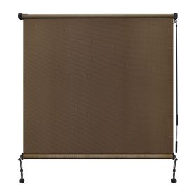 Outdoor cordless patio sunshade splice curtain rolled up porch pavilion Mocha (Color: Sesame, size: 6 ft x 6ft)