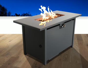 25'' H x 42'' W Steel Outdoor Fire Pit Table with Lid (Black) (Color: as Pic)